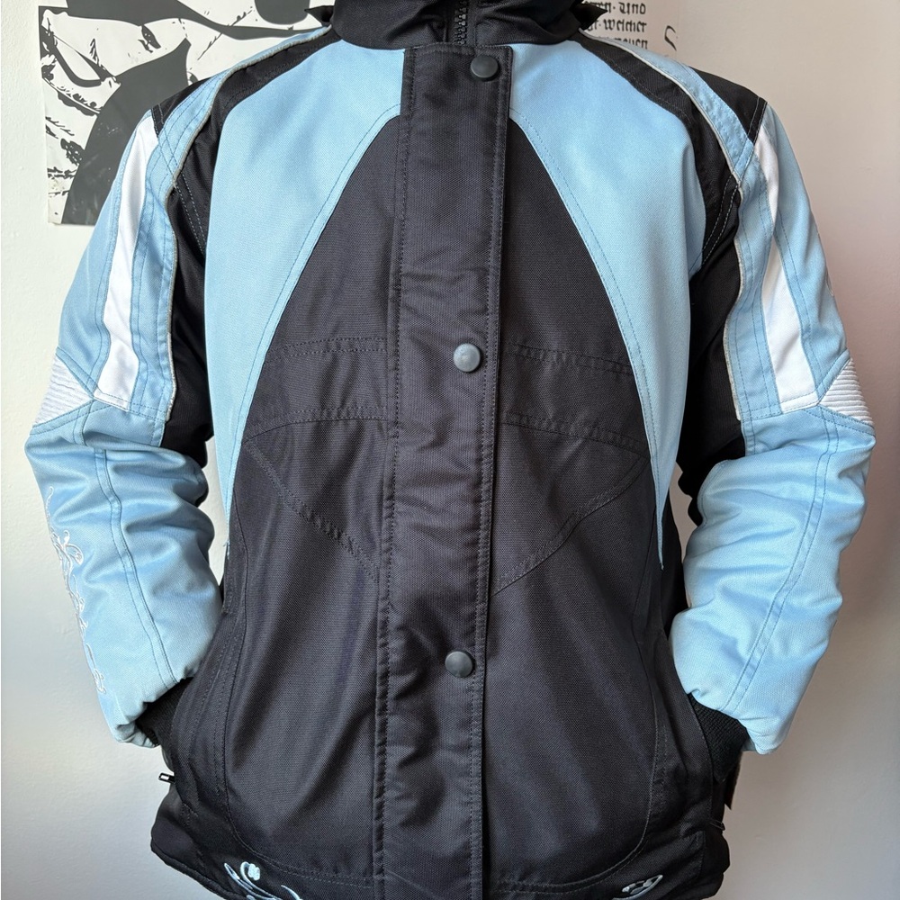VINTAGE Ski-Doo Racing Winter Jacket Blue & Black Cordura Fabric embroided